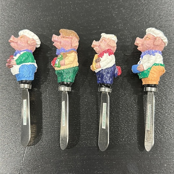 Boston Warehouse Pig Chef Butter Knife & Cheese Spreader Set of 4 - Picture 5 of 6